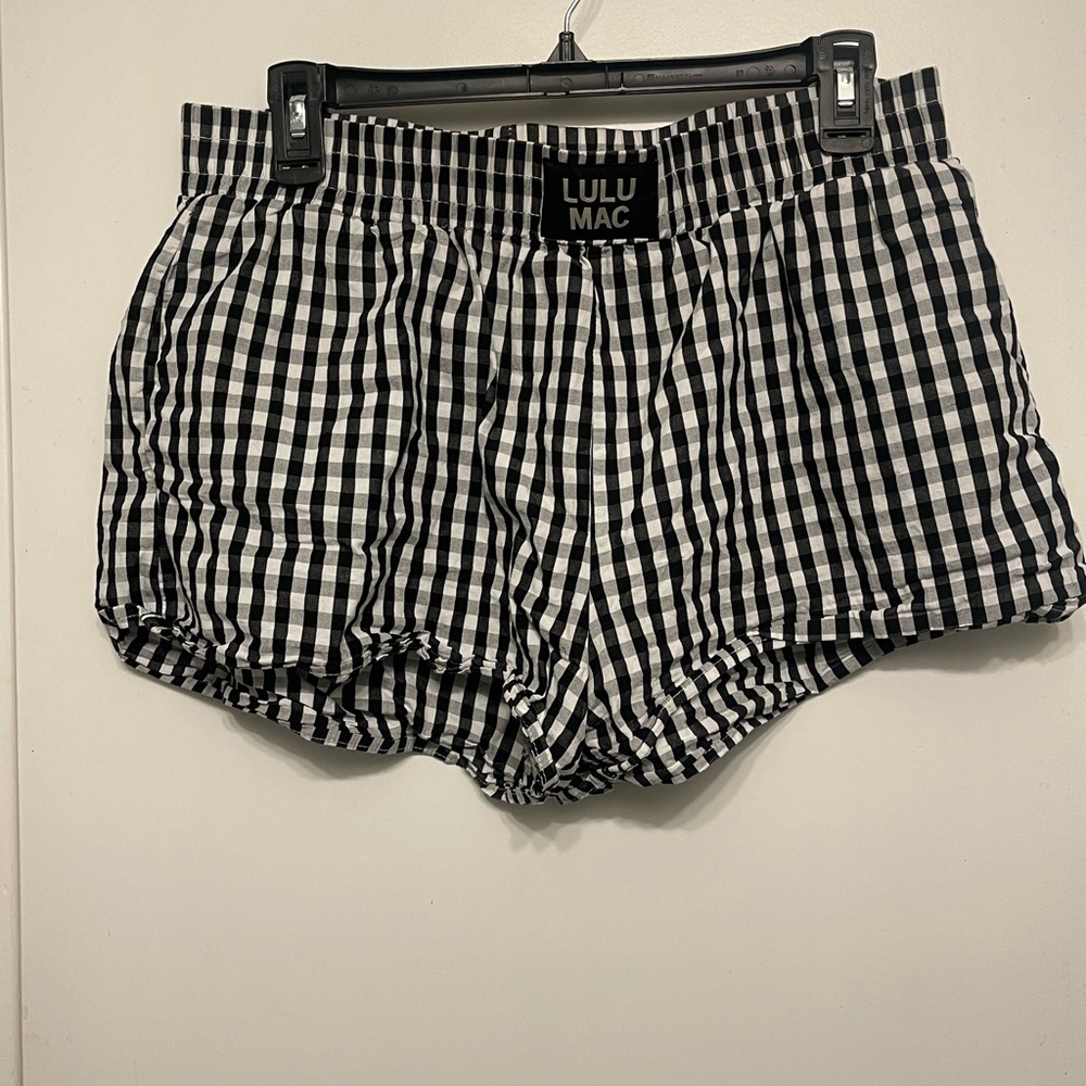 Lulu Mac Black and white Gingham Boxer Shorts women size XL